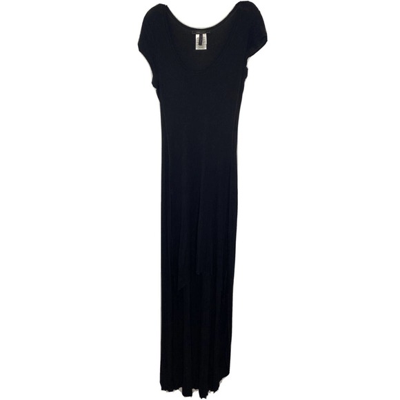 BCBGMAXAZRIA Dresses & Skirts - Bcbgmaxazria Women’s Black Short Sleeve Jersey High Low Maxi Dress Size Large C4
